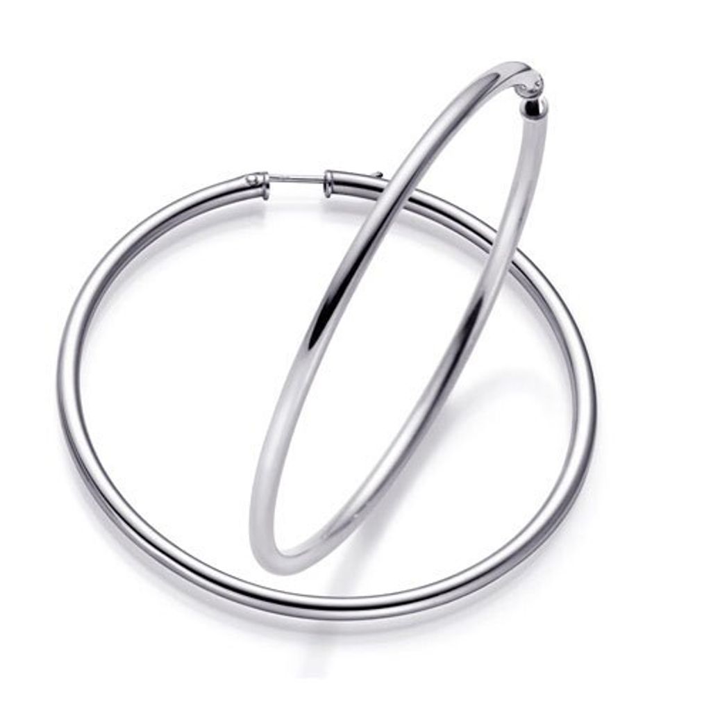 Paar XL Creolen 65mm große Ohrringe Ohrschmuck aus 585 Gold Weißgold für Damen