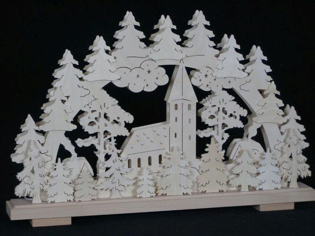 Schwibbogen mit Häuser Kirche und Beleuchtung BxHxT 50x31x7cm NEU