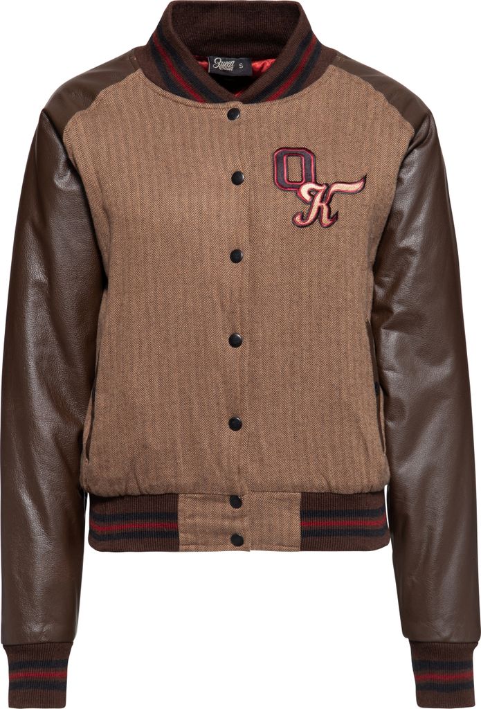 Queen Kerosin Baseball College Damen Jacke, braun/schwarz, 3XL