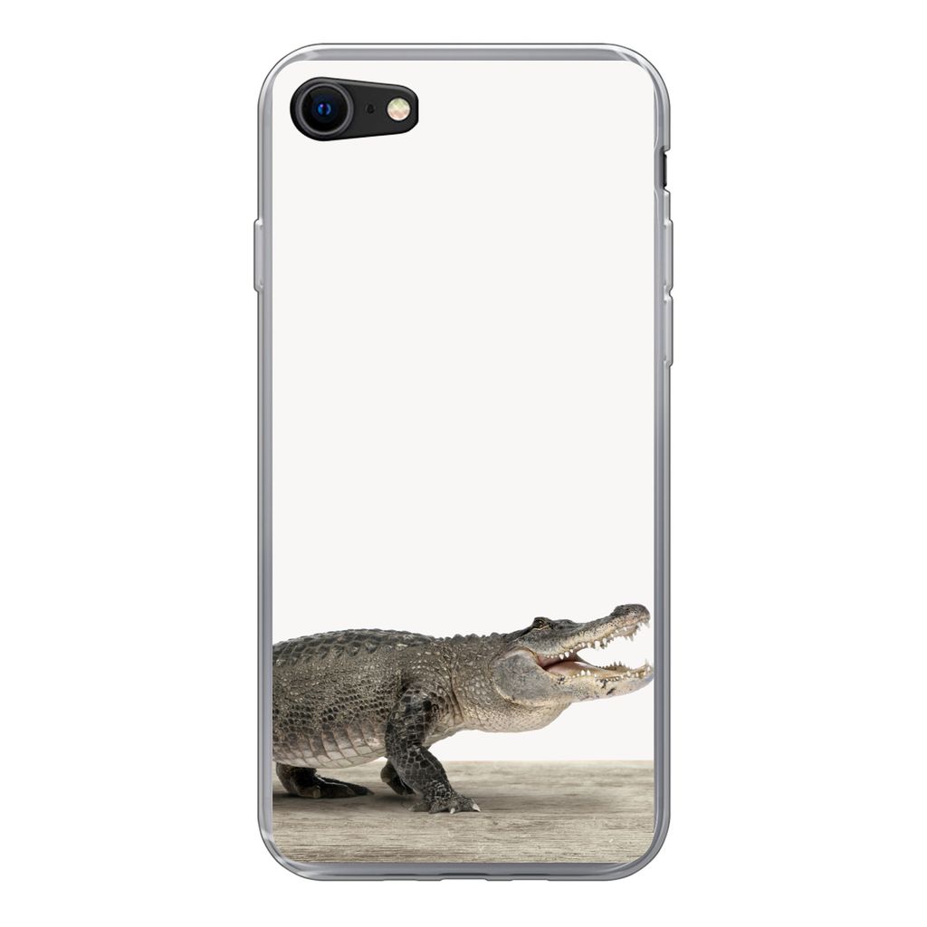 MuchoWow Handyhülle Schutzhülle Hülle für iPhone SE 2020 Kinder - Krokodil - Junge - Kinder - Mädchen Silikon Softcase Handy Hülle - Karten...