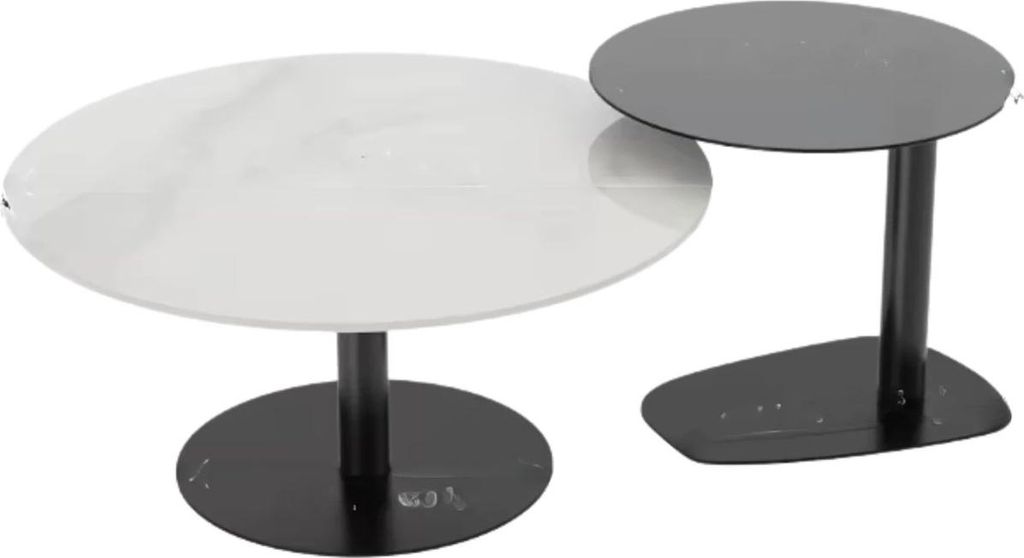 Terino Couchtische – 2er-Set – Beukenholz & Gehärtetes Glas – Marmeroptik