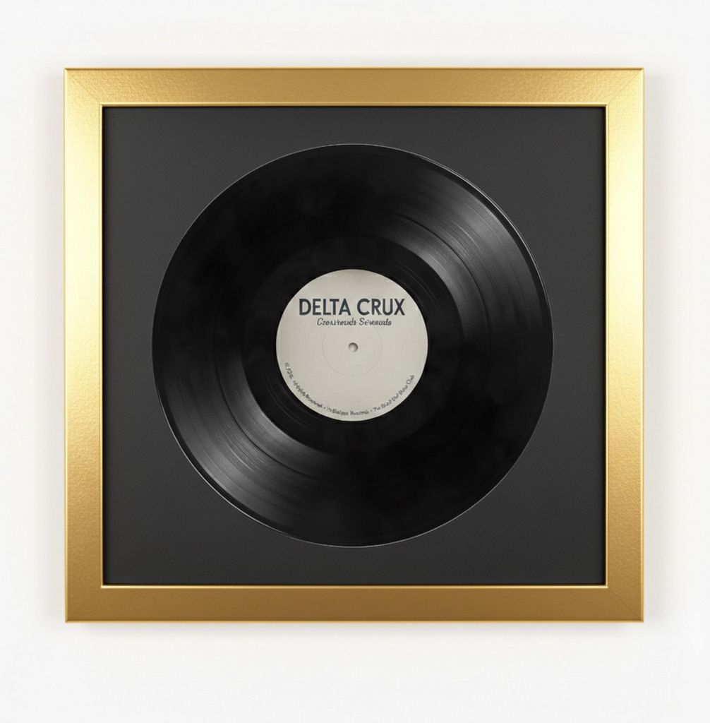 K-Möbel Schallplatten Rahmen Gold 40x40cm 2er Set mit schwarzem Passepartout - Germany - Vinylrahmen aus Echtholz für die Vinyl