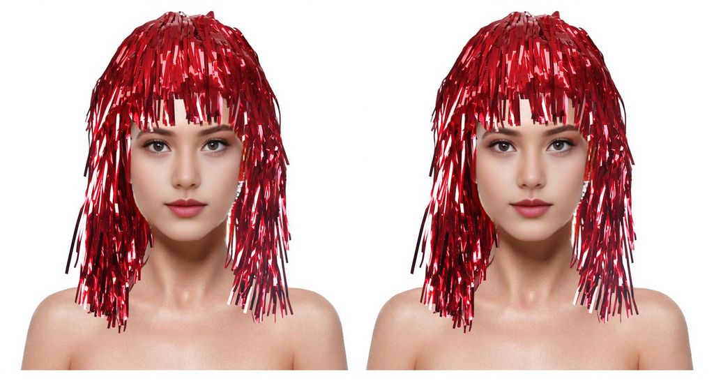 2er-Pack Glitzerperücken für Kostümpartys, Disco, Geburtstage, Halloween, Cosplay, Herren und Erwachsene, kurze, bunte Metallic-Perücken