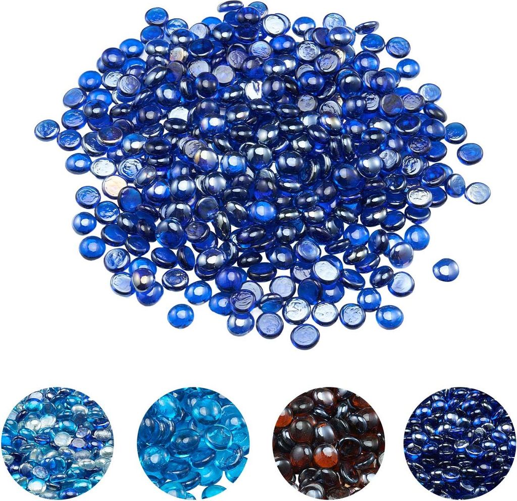 VEVOR Feuerglas, 9 kg hochtemperaturbeständige Glassteine, 19 mm Feuerstellen-Glasperlen, Feuerstelle Glasfelsen, rauchfreies Kaminglas, Feuerkris...