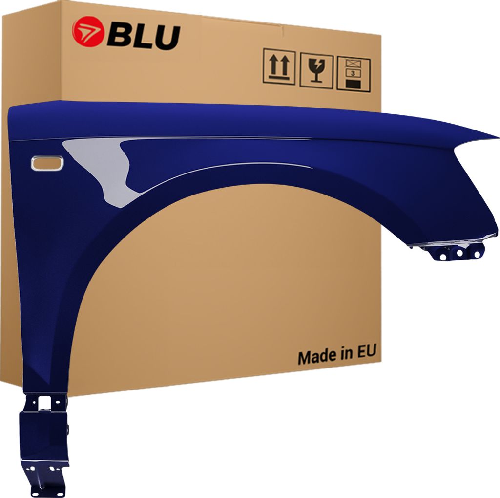 BLU Kotflügel Passend für Audi A3 8P II-generation LZ5J Rechts Blau MoroBlau | 2003-2008 | Vorderseite Vorne | Lackiert | Einbaufertig