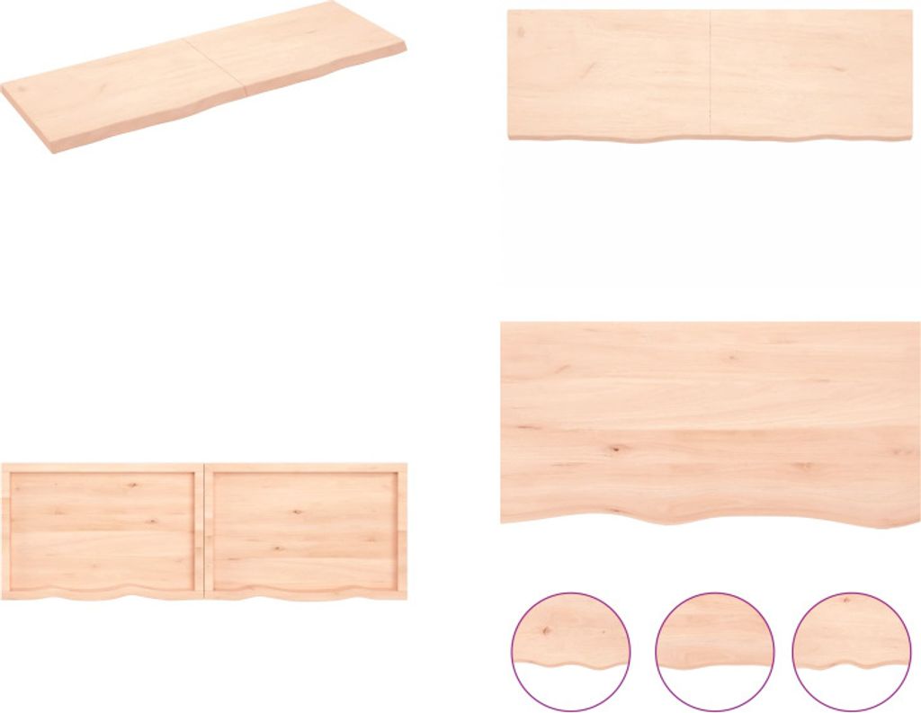 vidaXL Wandregal 180x60x(2 6) cm Massivholz Eiche Unbehandelt - Wandregal - Wandregale - Wandboard - Hängeregal