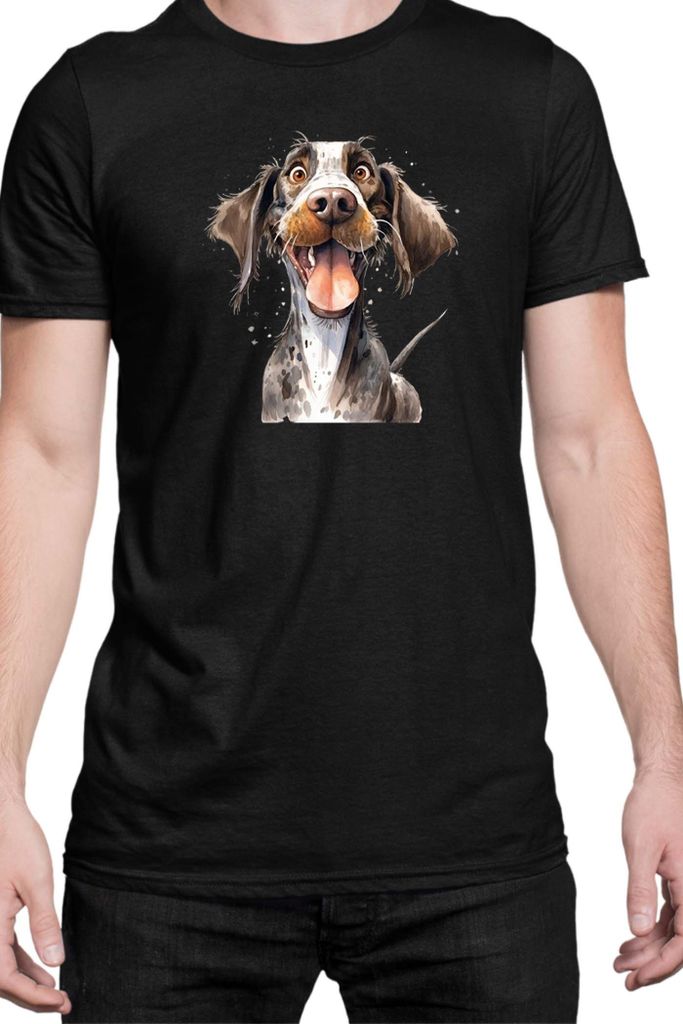 Herren T-Shirt Funny Dogs Breeds German Pointer Dog Breed, Man 3XL / Schwarz