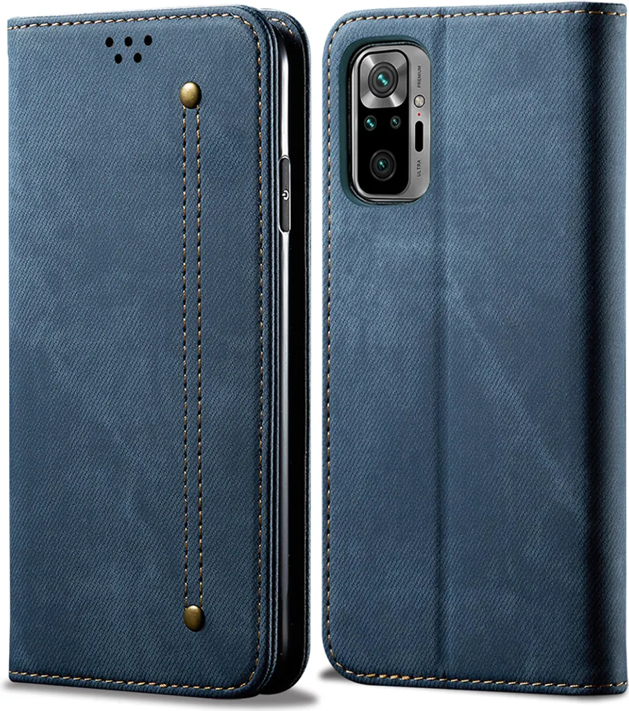 Custodia Redmi Note 10 4G / Note 10S Blu - Pelle Portafoglio Magnetica