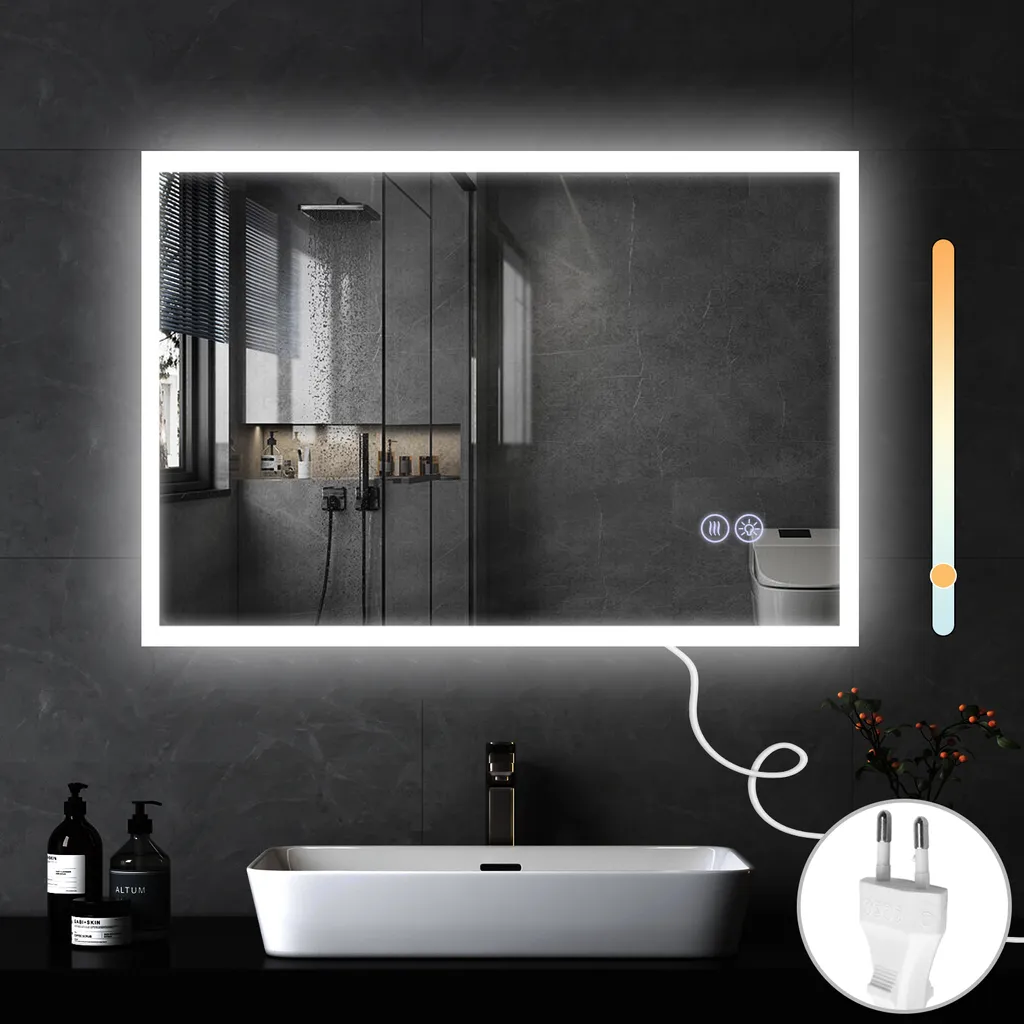 ZMH Specchio Bagno LED 100x60cm | Specchiera Moderna Antiappannante