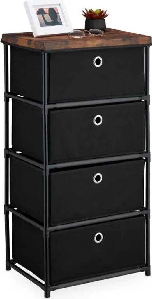 Commode bois à tiroirs en tissu pliables - Rangement léger et esthétique - 2