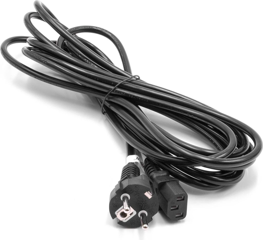 vhbw Netzkabel Schutzkontaktstecker für Kaltgeräte z.B. PC Monitor Computer Drucker - C13 Buchse, 5 m