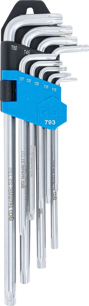 Clés mâles coudées T10-50 BGS 793 pour vis difficiles d'accès - 9 pcs - 4