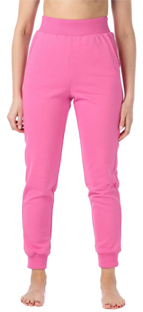 Bellivalini Sporthose Damen aus Baumwolle Jogginghose lang hohe Taille mit Taschen BLV50-209 (Rosa, L).