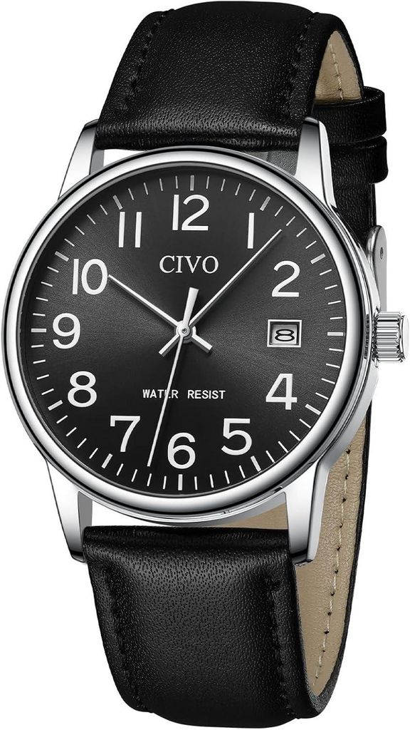 Watch Klassisch Analog Armbanduhr Herre Wasserdicht Herrenuhr aus Edelstahl mit Datum Groß Zahlen Herren Uhren Geschenke für Männer