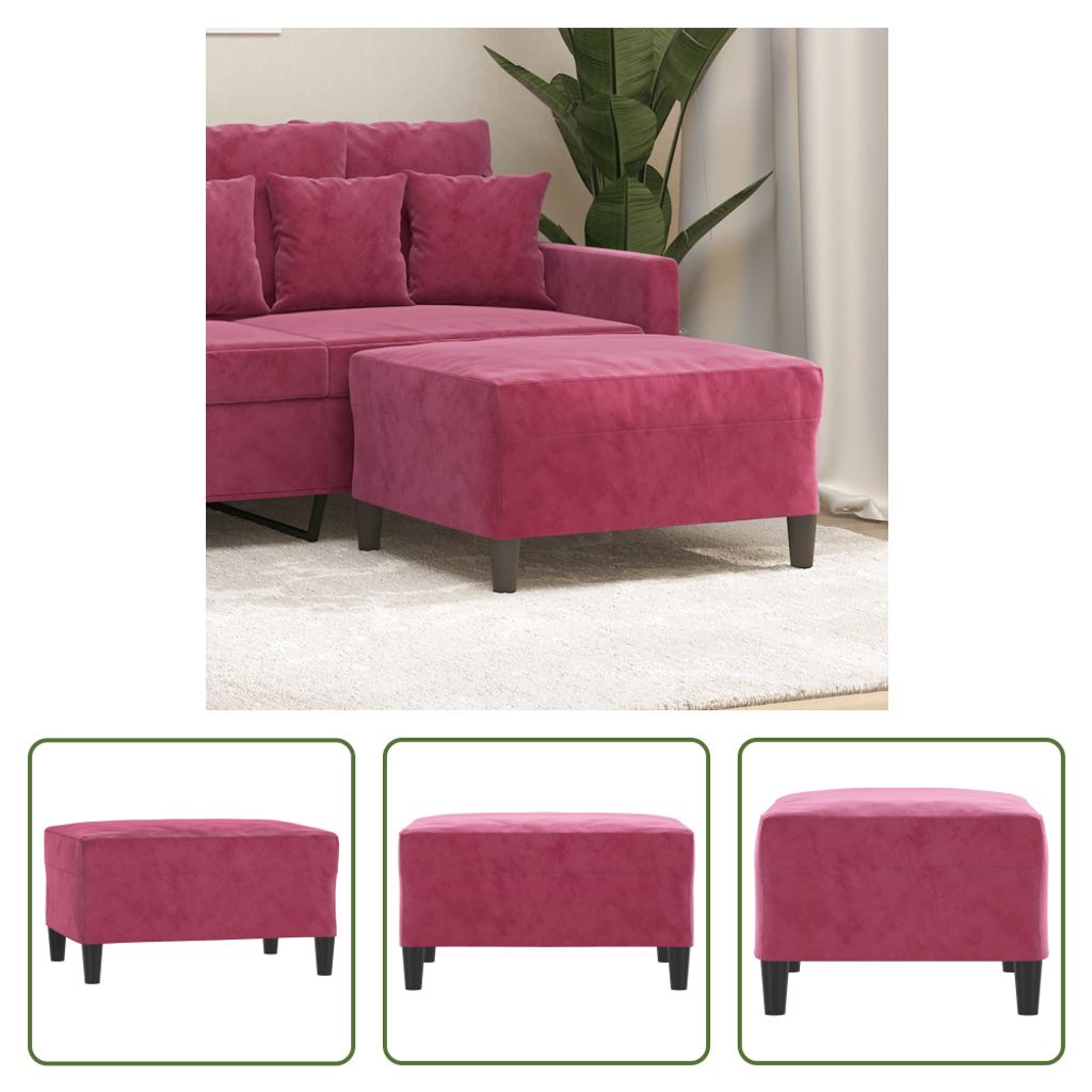 The Living Store Fußhocker Weinrot 70x55x41 cm Samt