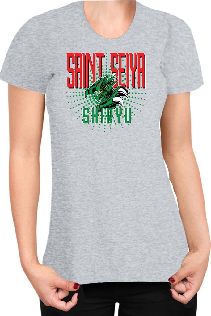 Damen T-Shirt Japan Anime Manga Saint Anime Seiya Shiryu Shiryu, Lady M / Grau