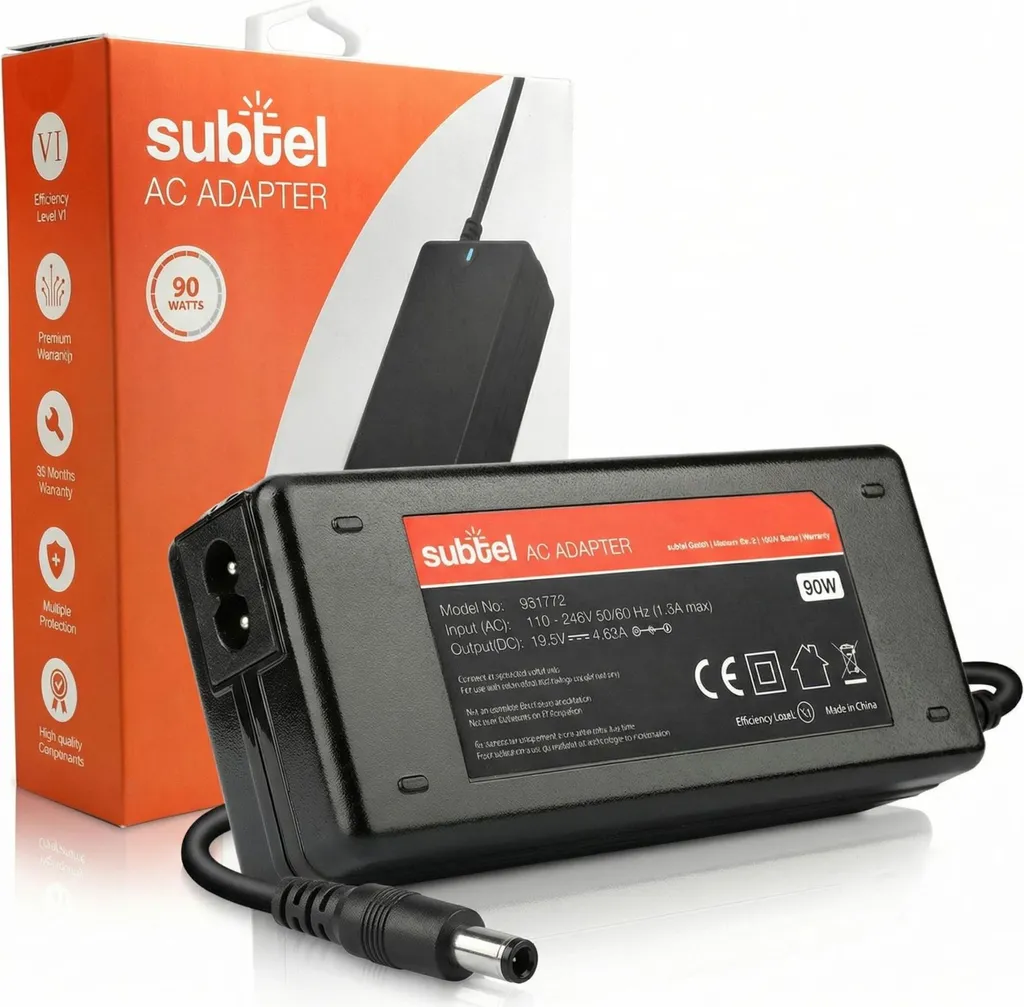 Alimentatore Notebook 19.5V 4.62A subtel 90W - Cavo 2.6m Alta Qualità