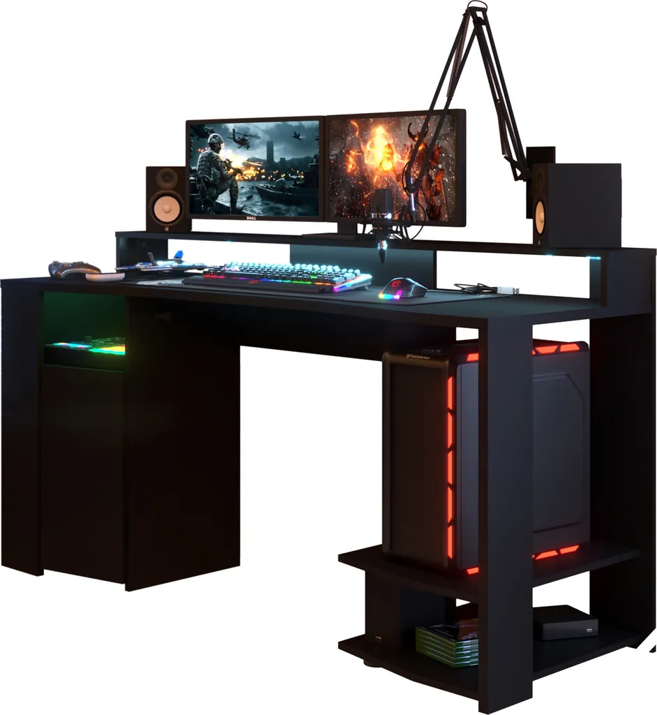 Bureau de jeu à LED pour setup multi-écran et session de streaming