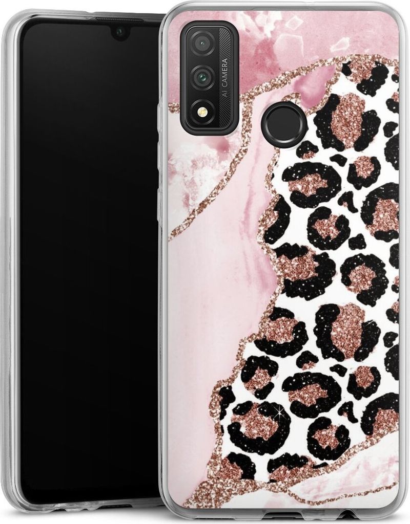 DeinDesign Slim Hülle für Huawei P Smart (2020) Silikon Case Ultra Dünn Handyhülle Glitzer Look Leopard Marmor
