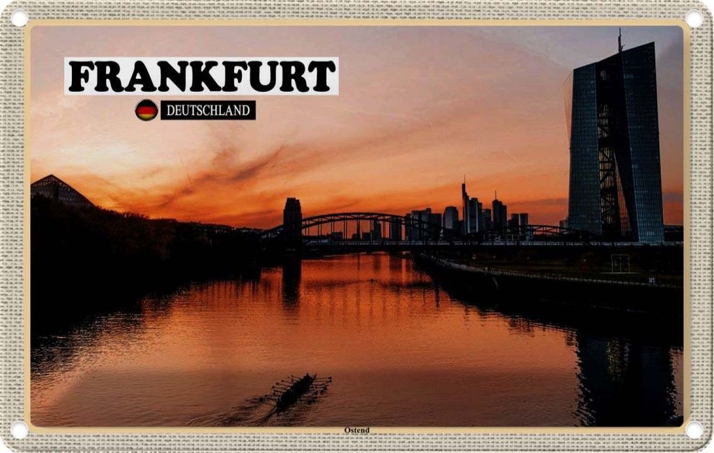 vianmo Blechschild 20x30 cm Frankfurt Ostend Rhein Neubau Bildmotiv Reisemotiv Abenteuer Reisen Urlaub