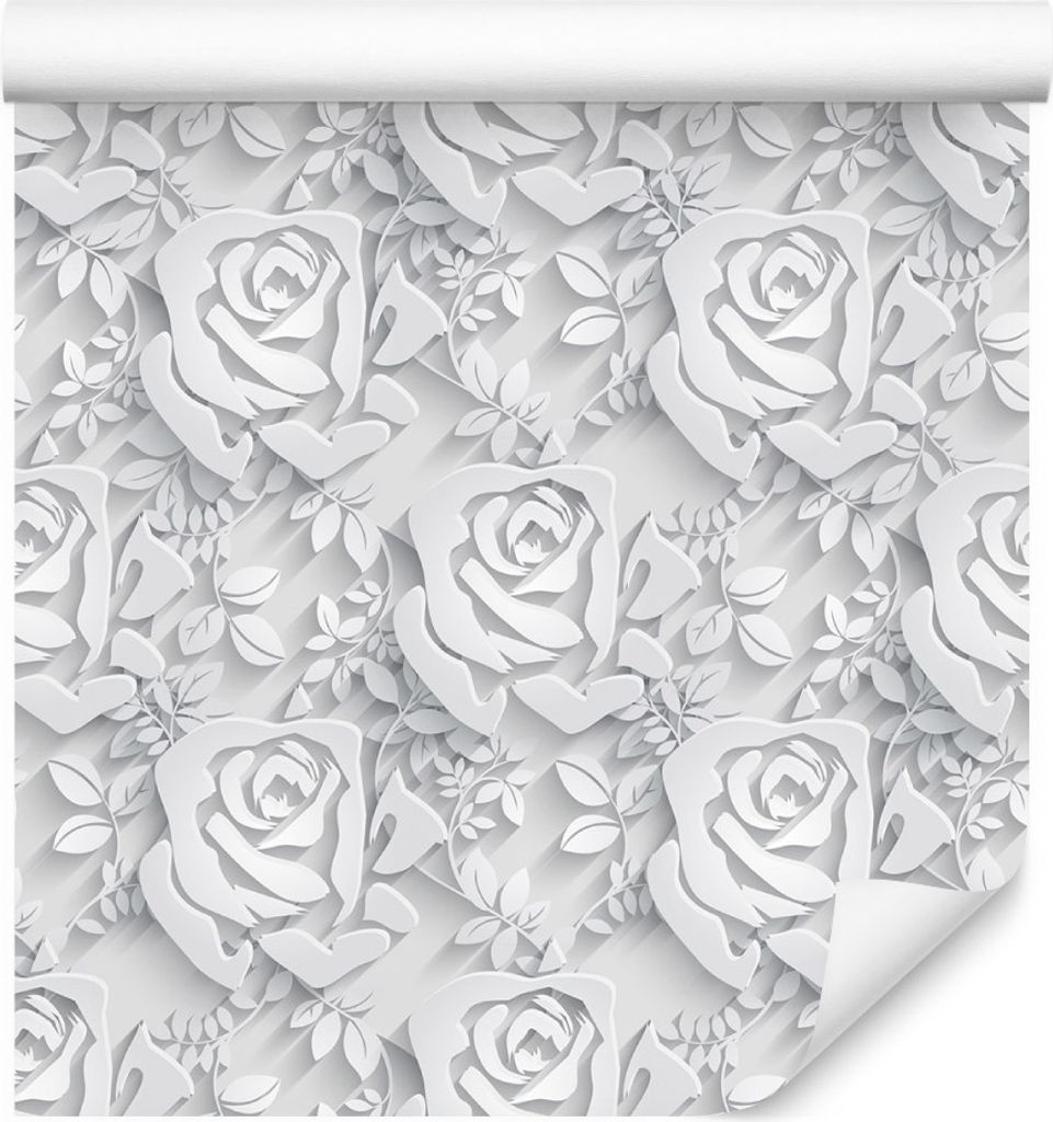 10m VLIES TAPETE Rolle Blumen Rosen Blätter Stängel Ornamente XXL