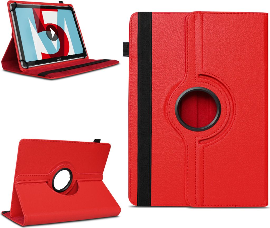 Tablet Hülle für Huawei MediaPad T5 T3 T2 T1 10.1 Tasche Schutzhülle 360 DrehbarFarben:Rot