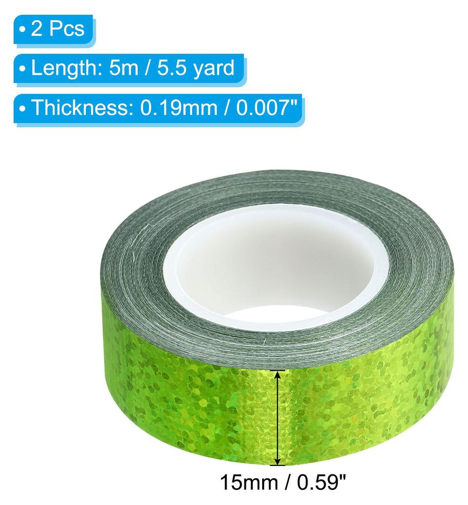 15mmx5m 2Pack Glitzer Klebeband Holographische Kunst Prisma Abdeckb?nder Selbstklebend fš¹r DIY Kunst Handwerk Verpackung Dekoration Grš¹n