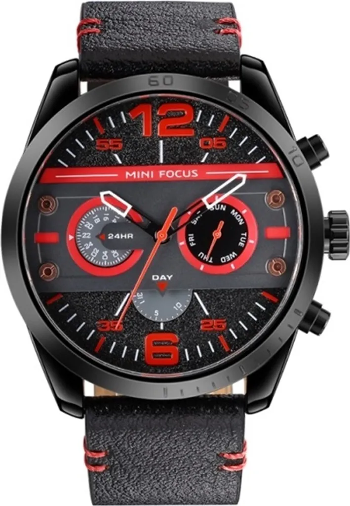 Montre Mini Focus Fox Homme Noir Rouge KP23859 - Élégante et Robuste
