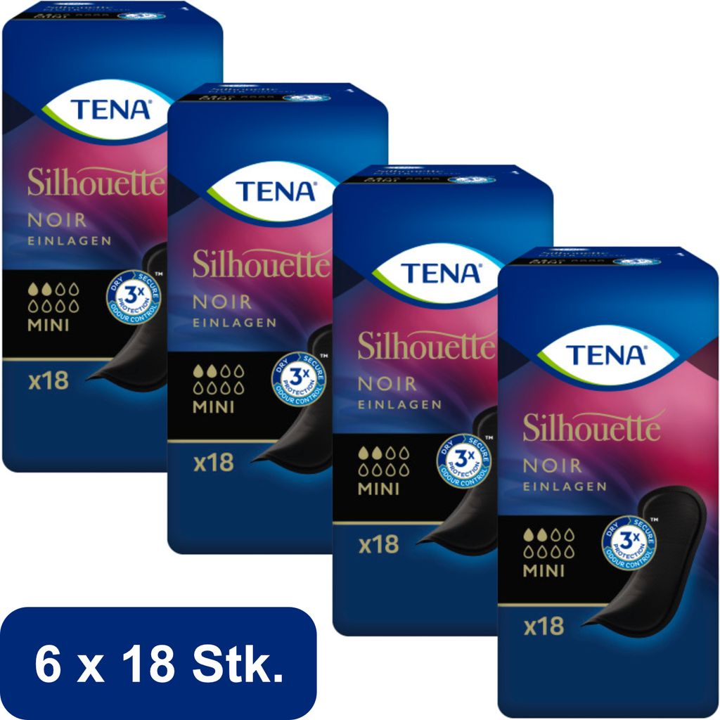 TENA LADY - Silhouette Einlagen - Mini Noir - 6x18Stk. Produktbild 