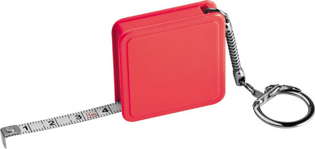 Stahlbandmaß 1m / mit Schlüsselanhänger / Farbe: rot