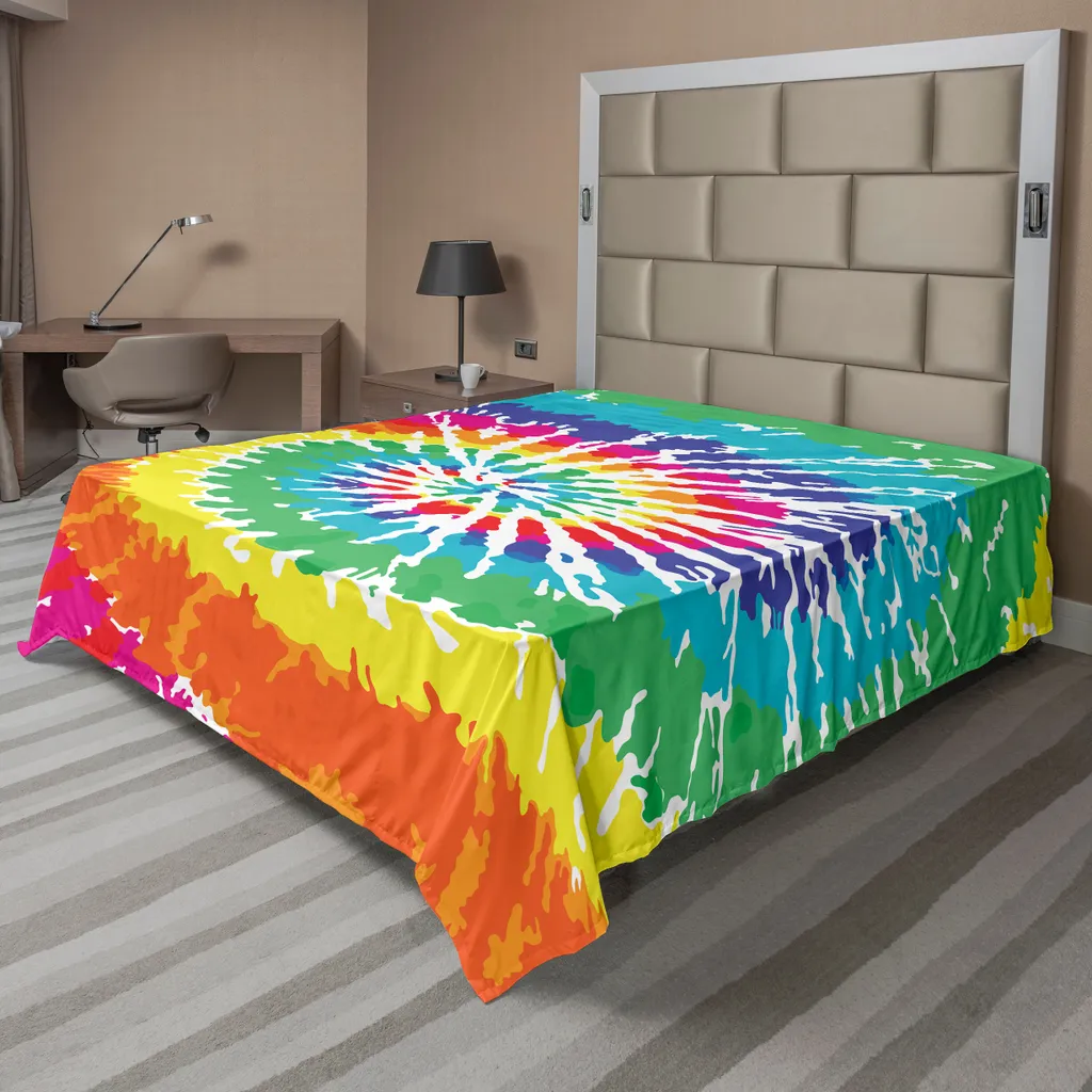 ABAKUHAUS Drap plat arc-en-ciel spirale musicale 266x260 cm multicolore