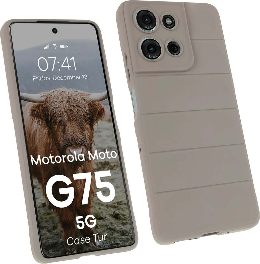 Robuste Handyhülle für Motorola Moto G75 5G, Bizon Case Tur, Hellgrau