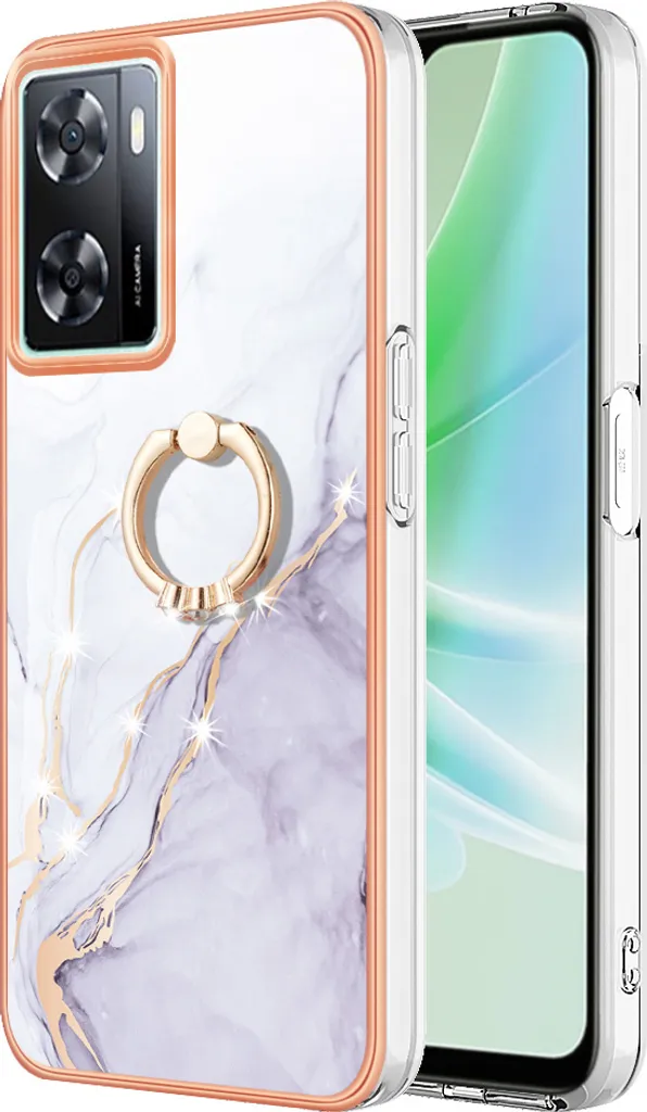 Cover Marmo per OnePlus Nord N300 - Custodia Fashion con Ring Gold
