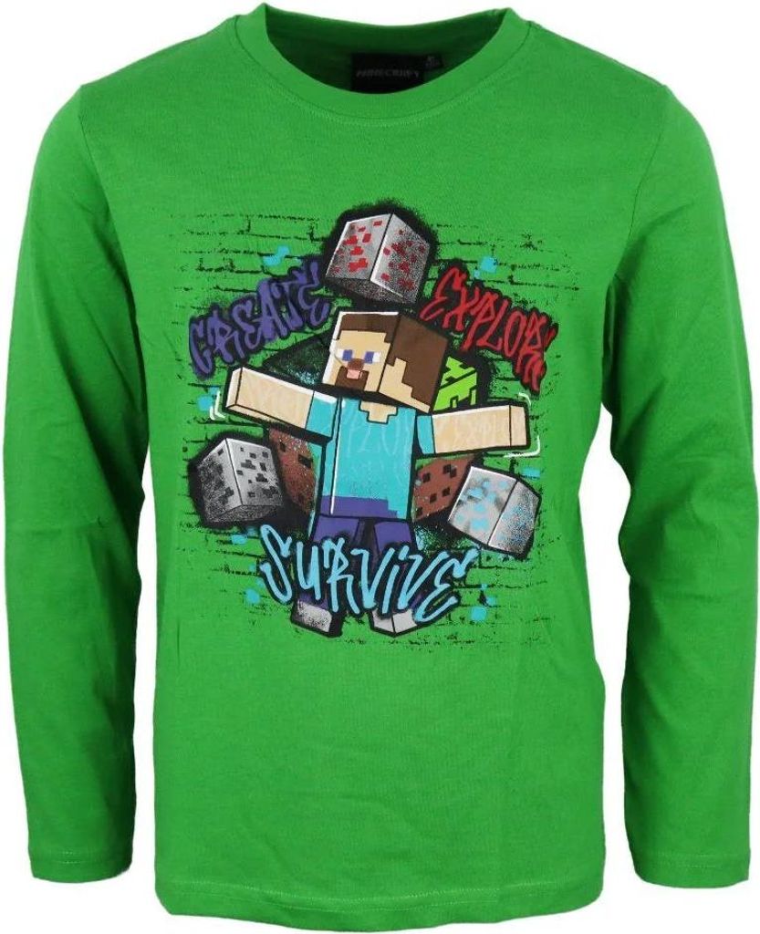 Minecraft Steve Survive Kinder Jungen Langarmshirt Shirt – Produktbild 