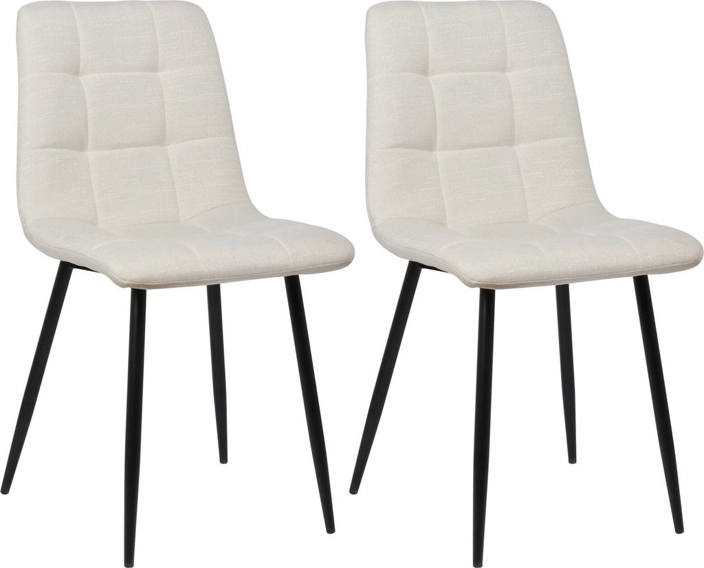 2er Set Esszimmerstuhl HLO-CP26 Stoff creme