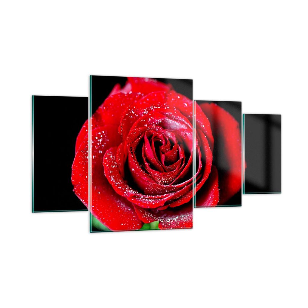 Bilder auf glas - Rose Blume Blütenblätter Wasser - 160x90cm - Glasbilder - Wandbilder - Kunstdruck - zum Aufhängen bereit - Wanddekoration aus ...