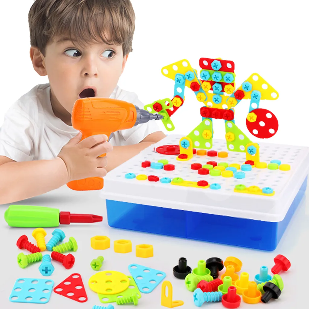 Jeu de construction avec perceuse électrique pour enfant - Kit 237 pièces