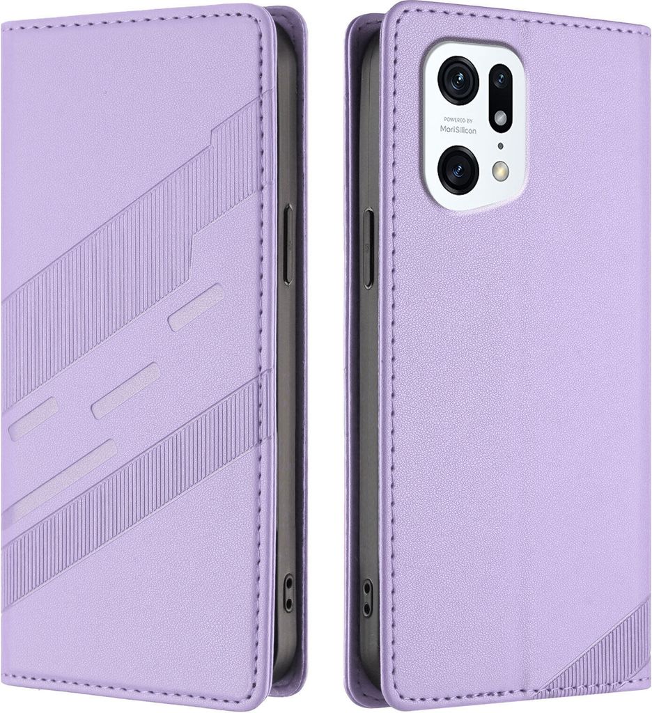 Hülle für Oppo Find X5 Pro, Kunstleder Brieftaschen Handyhülle mit Kartenfach und Standfunktion Violett