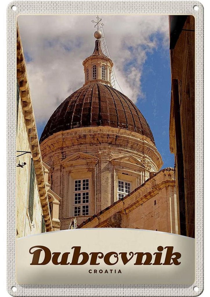 Blechschild Reise 20x30cm Dubrovnik Kroatien Domkuppel Dekoration