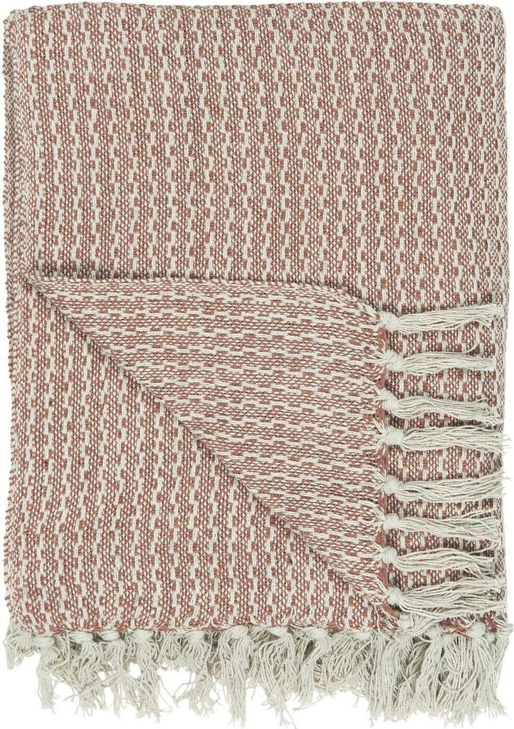 IB Laursen Plaid Rot-Braun Creme 130x160 Wolldecke Decke Baumwolle