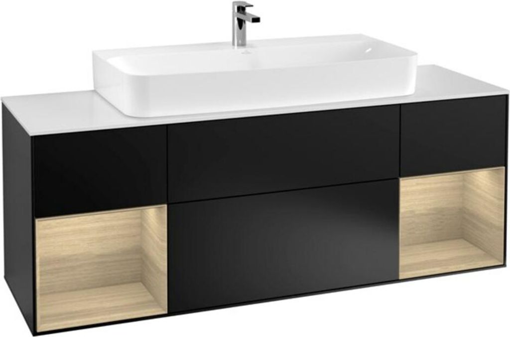 V&B Waschtischunterschrank Finion 160x60,3x50,1cm, Reg Oa ven, bla m Lac