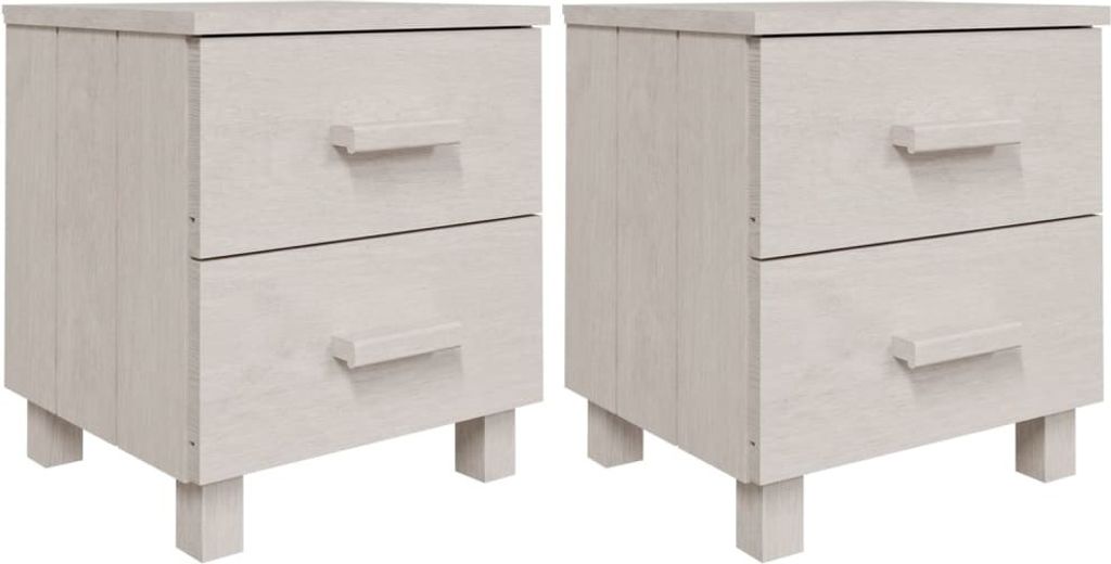 Nachttische HAMAR 2 Stk. Weiß 40x35x44,5 cm Massivholz