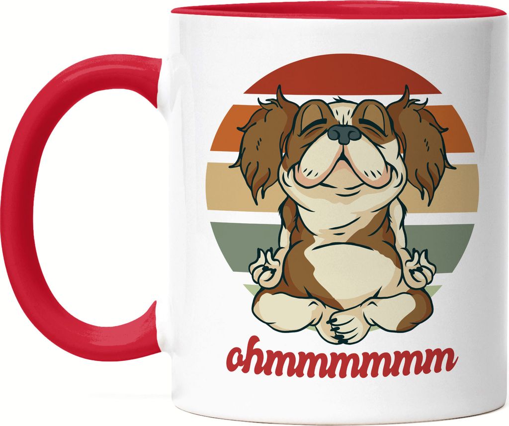 Ohmmm Tasse Rot Meditation Yoga Süßer Hund Geschenkidee Yoga-Studio Mental Health