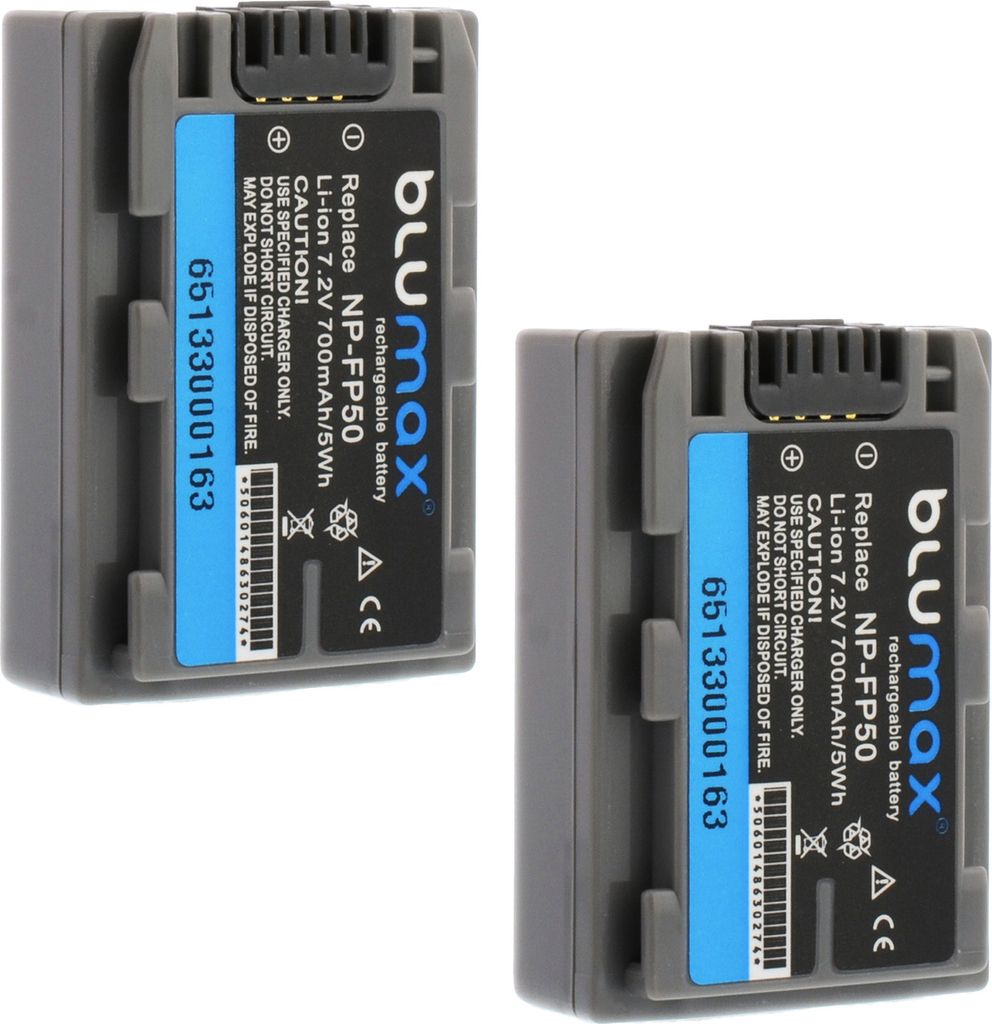 2x Blumax Akku | für Sony NP-FP50 Digitalkamera | Kapazität Produktbild 