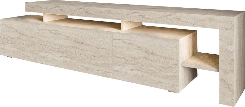 Meuble TV en bois "Beliz" - 192 x 37 x 53 cm - Travertin Image du produit 