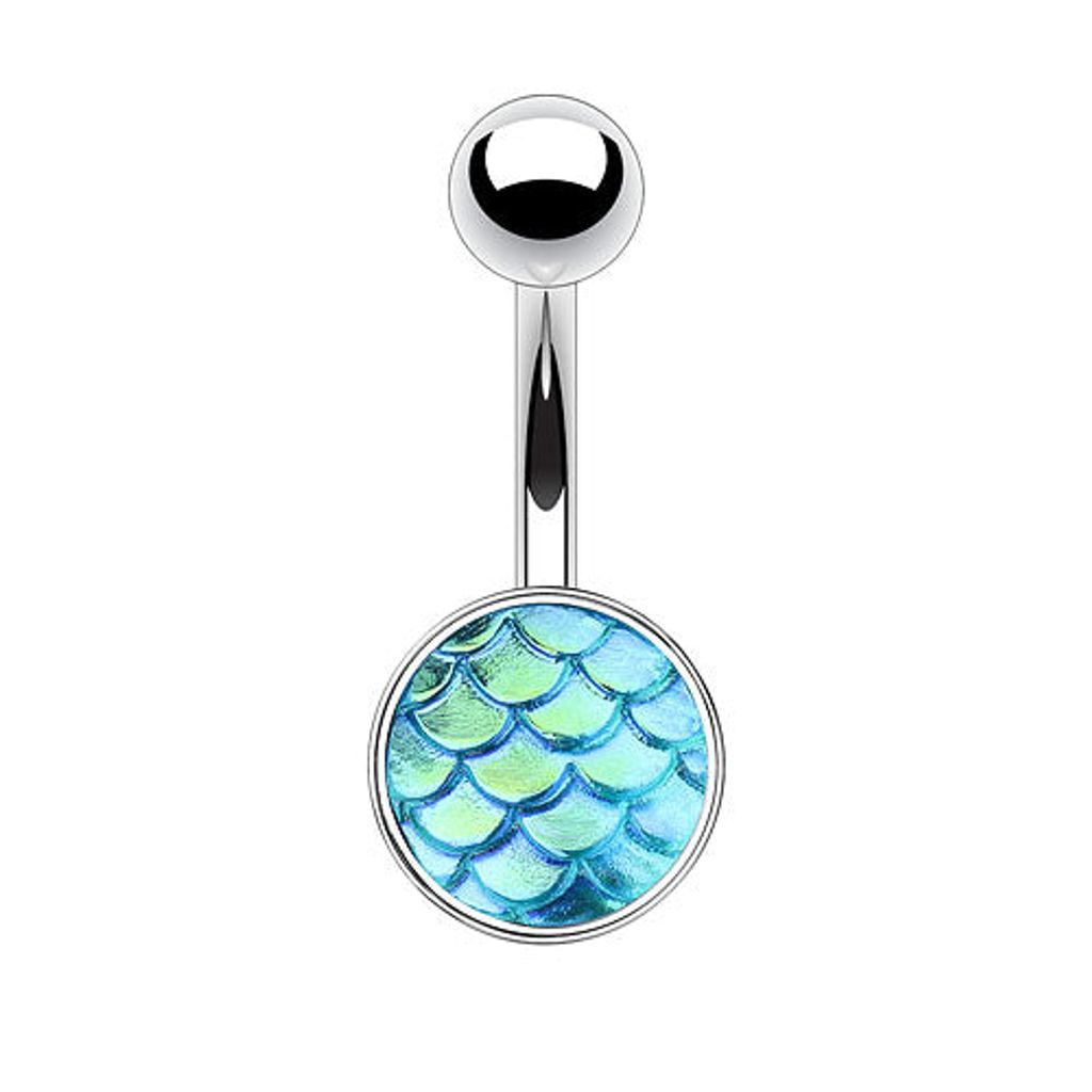 Taffstyle Bauchnabelpiercing Bauchnabelpiercing Banane Stecker mit Rainbow Effekt Kopf, Grün