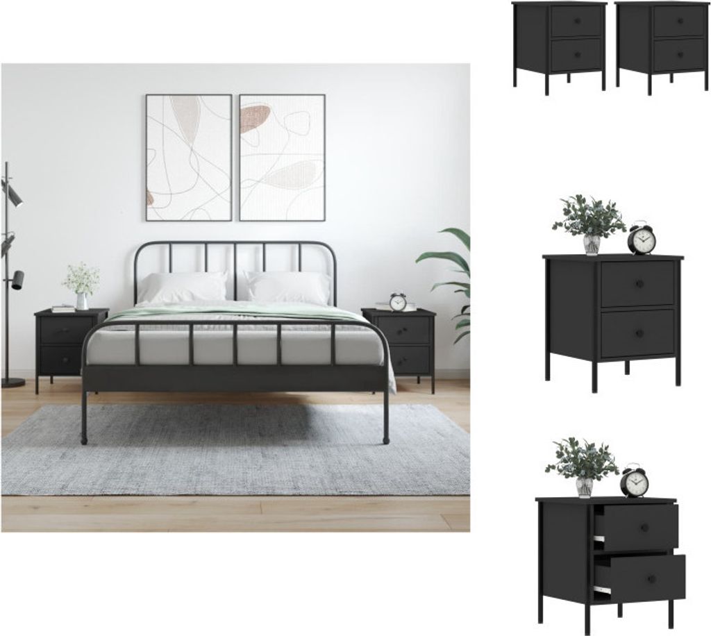 vidaXL Nachttische 2 Stk. Schwarz 40x42x50 cm Holzwerkstoff - Nachttische