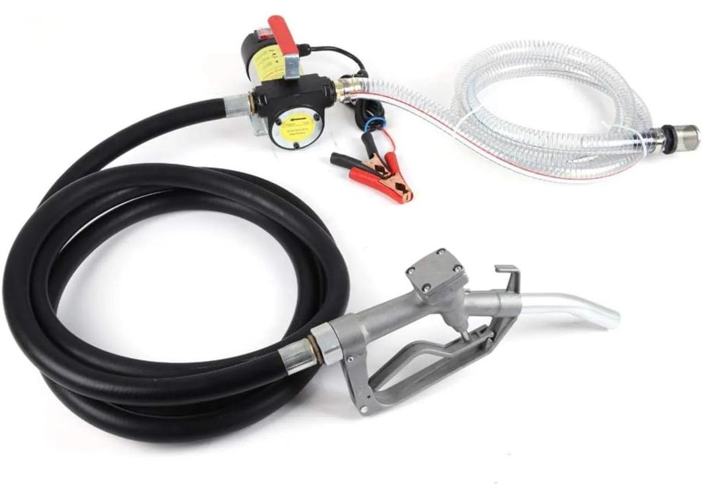 Dieselpumpe - Selbstansaugende Transferpumpe - DC 12V - Leistung 200 W - Fördermenge 45 l/min - Förderhöhe 7 m - Anschlüsse 19 mm - Schlauch 2 ...