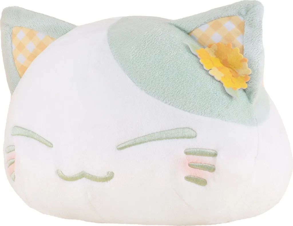 Doudou Chat Nemuneko Vert pour Déco de Chambre Kawaii de 30 cm