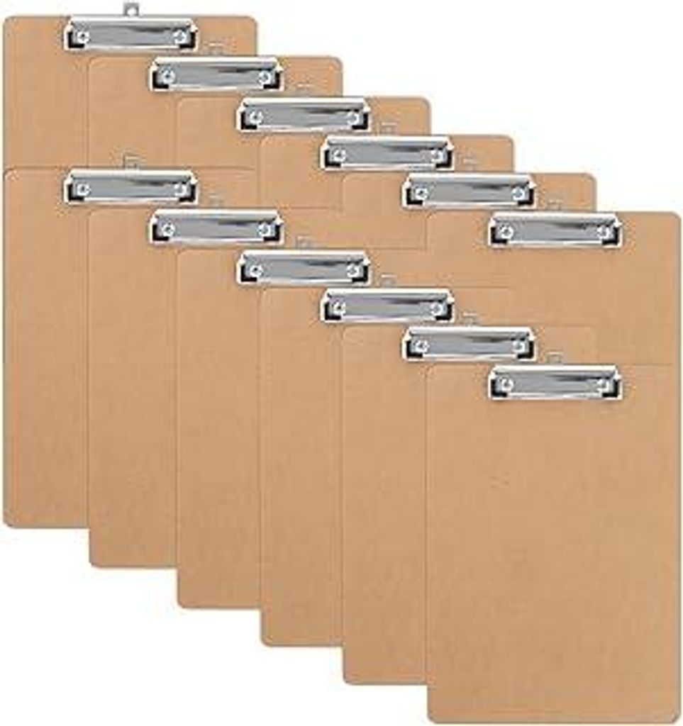 LDHHYH 12 Stück Klemmbrett A4, Hartplatten-Klemmbrett A4, klemmbretter A4 mit Metalklemme und Aufhängeose, Clipboard klemmbretter Klemmbrett DIN ...